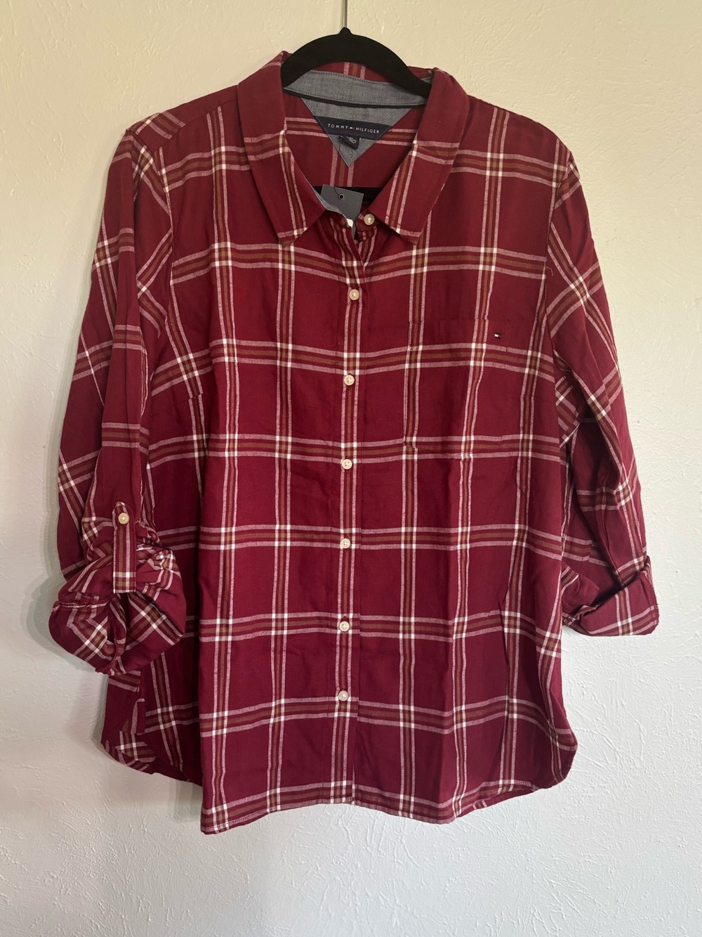 Tommy Hilfiger Deep Red Plaid Button-Down Shirt